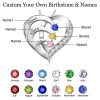 Personalized Heart Name Necklace with Birthstones