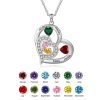 Personalized Heart Name Necklace with Birthstones