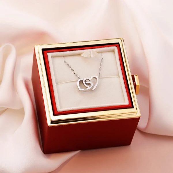 Personalized Heart Name Pendant Necklace with Rose Gift Box
