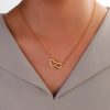 Personalized Heart Name Pendant Necklace with Rose Gift Box