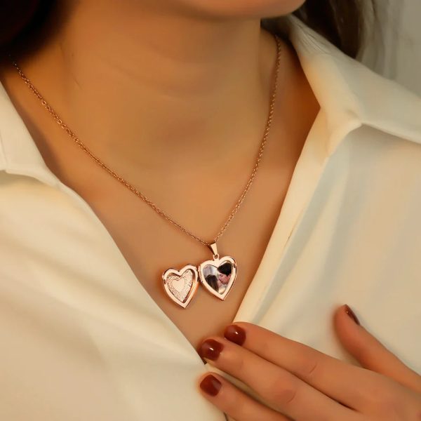 Personalized Heart Photo Locket Necklace