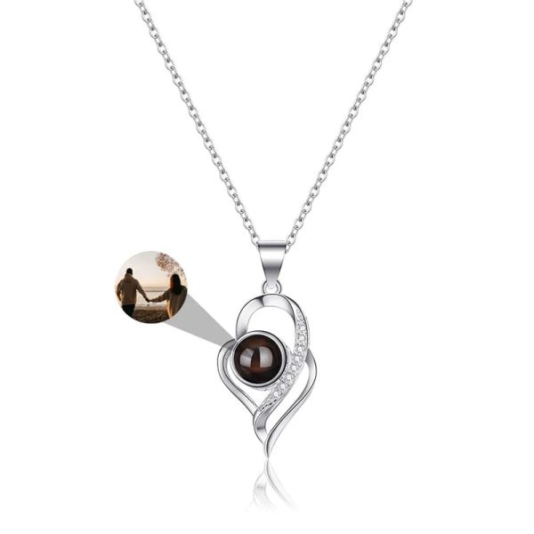 Personalized Heart Photo Projection Necklace with 100 Languages