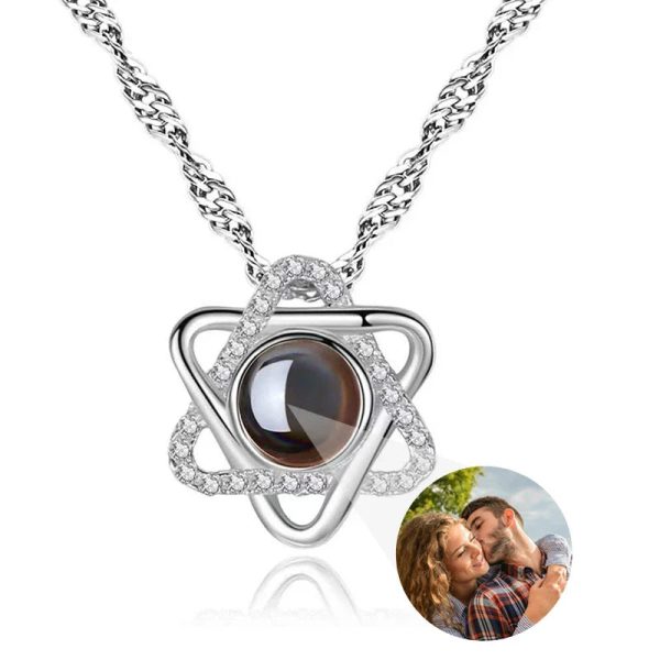Personalized Heart Photo Projection Necklace with 100 Languages