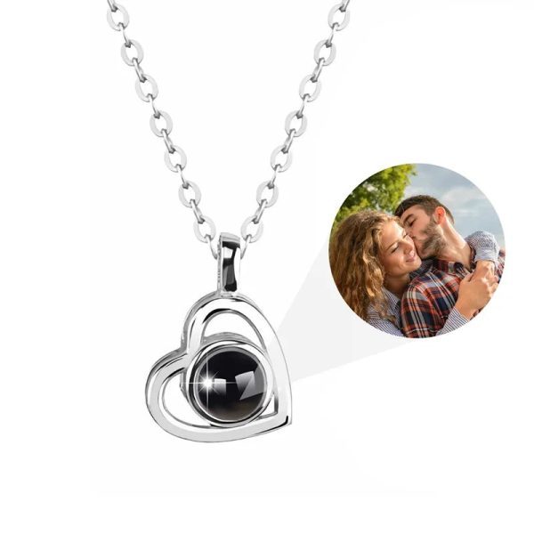 Personalized Heart Photo Projection Necklace with 100 Languages