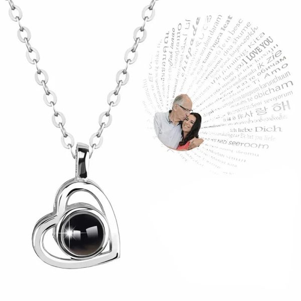 Personalized Heart Photo Projection Necklace with 100 Languages
