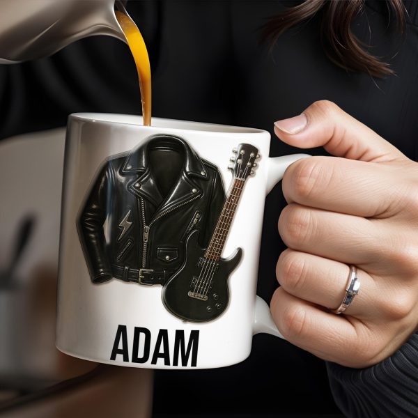 Personalized Leather Jacket and Guitar Design - Personalized Custom Coffee Mug - FAM331_MG