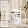Personalized Mama Coffee Mug Custom Photo Birth Flower Mug, Gift for Mom Birthday Mother's Day Christmas Gift