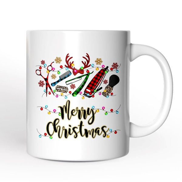 Personalized Mug Barber Buffalo Plaid Christmas, Barbershop Gift