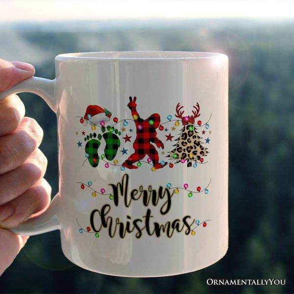 Personalized Mug Bigfoot Buffalo Plaid Christmas, Sasquatch Holiday Decoration Personalized Mug Bigfoot Buffalo Plaid Christmas, Sasquatch Holiday Decoration