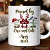 Personalized Mug Cat Buffalo Plaid Christmas, Cat Mom Gift
