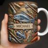 Personalized Mug For Fishing Enthusiasts - Personalized Custom Coffee Mug - FISH019_MG