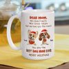 Personalized Mug for Pet Parent - Christmas Cartoon Pups, Custom Quote, Cozy Holiday Cheer, a unique gift for Dog Mom or Dad