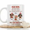 Personalized Mug for Pet Parent - Christmas Cartoon Pups, Custom Quote, Cozy Holiday Cheer, a unique gift for Dog Mom or Dad