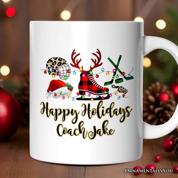 Personalized Mug Hockey Buffalo Plaid Christmas, Team and Coaches Gift Personalized Mug Hockey Buffalo Plaid Christmas, Team and Coaches Gift