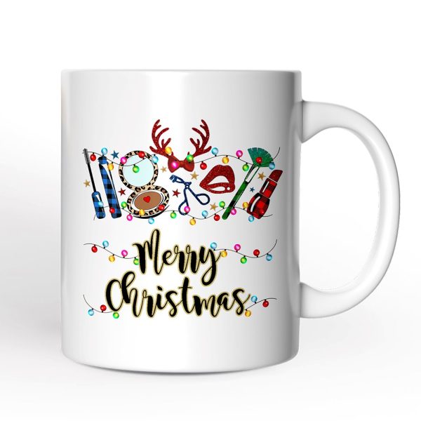 Personalized Mug Makeup Artist Buffalo Plaid Christmas, Cosmetologist Beauty and Cosmetics Gift