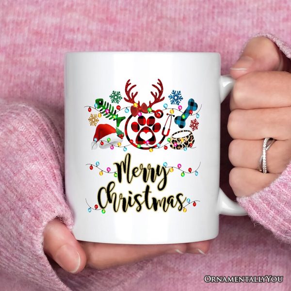 Personalized Mug Pet Themed Buffalo Plaid Veterinarian Christmas, Animal Owner Gift