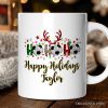 Personalized Mug Soccer Buffalo Plaid Christmas, Ho Ho Ho Football Gift
