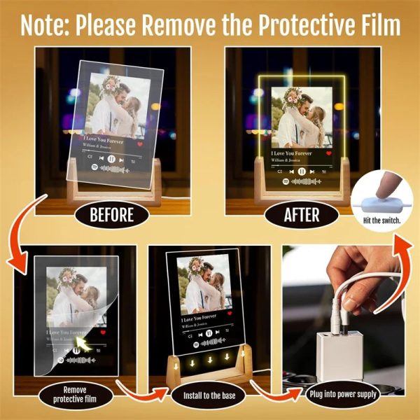Personalized Music Photo Acrylic LED Frame