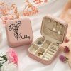Personalized Name Jewelry Storage Box with Floral Design