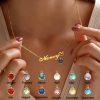 Personalized Name Necklace with Birthstone Pendant