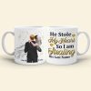Personalized Newly Wedding Couple Coffee Mug, He Stole My Heart, Personalized Coffee Mug, Wedding Gift, Birthday Gift For Husband