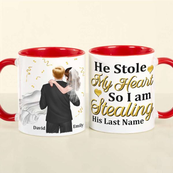 Personalized Newly Wedding Couple Coffee Mug, He Stole My Heart, Personalized Coffee Mug, Wedding Gift, Birthday Gift For Husband
