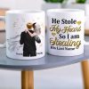 Personalized Newly Wedding Couple Coffee Mug, He Stole My Heart, Personalized Coffee Mug, Wedding Gift, Birthday Gift For Husband