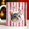 Personalized Pet Name and Photo Stripe Design - Personalized Custom Coffee Mug - PET159_MG