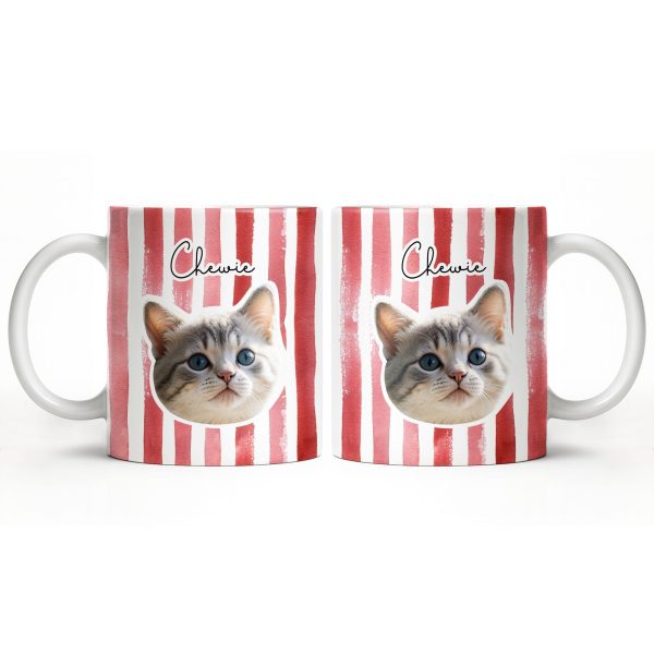 Personalized Pet Name and Photo Stripe Design - Personalized Custom Coffee Mug - PET159_MG