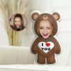 Personalized Photo Bear Plush Pillow with I Love You Message