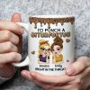 Personalized Sassy Best Friend Ceramic Mug With Cartoon Besties And Hearts, Funny Unique Gift For Coworker Or BFF