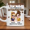 Personalized Sassy Best Friend Ceramic Mug With Cartoon Besties And Hearts, Funny Unique Gift For Coworker Or BFF