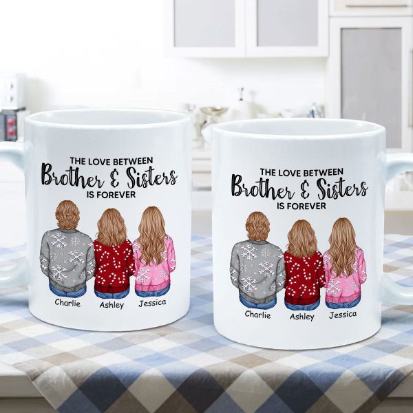 Personalized Siblings Christmas Mug, Personalized Brothers and Sisters Ornament, Siblings Gift