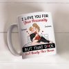 Personalized White Ceramic Mug for Couples with Hugging Bed Scene Fun Romantic Coffee Gift, A Really Nice Bonus Surprise