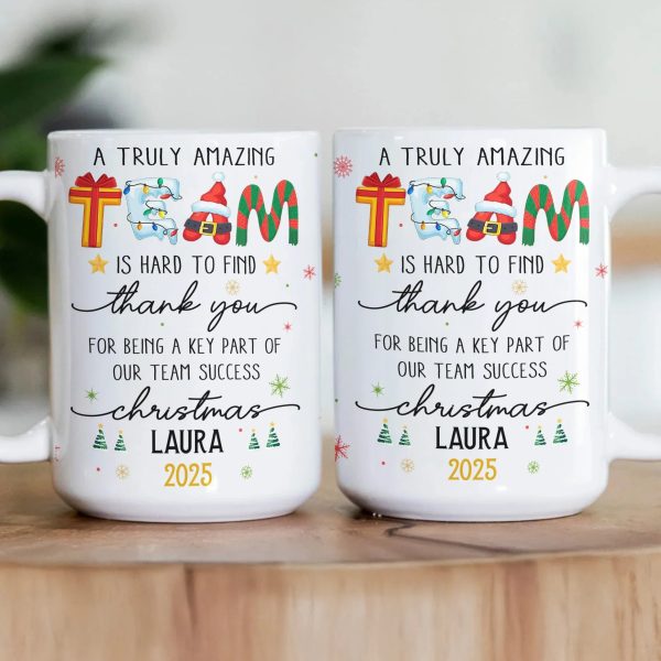Personalized White Ceramic Mug For Coworker Appreciation A Truly Amazing Team Christmas Gift, Unique Thank You Present