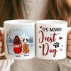 Personalized White Ceramic Mug for Dog Moms with Angel Pup Illustration, Winter Scene, Meaningful Pet Memorial Gift