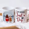 Personalized White Ceramic Mug for Dog Moms with Angel Pup Illustration, Winter Scene, Meaningful Pet Memorial Gift