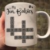 Personalized White Ceramic Mug for Fur Babies Lovers with Crossword Pet Names, Cute Unique Gift for Dog or Cat Mom