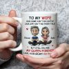 Personalized White Ceramic Mug for Wife from Husband, Cute Cartoon Couple, My Queen Forever, Unique Romantic Gift