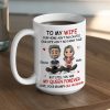 Personalized White Ceramic Mug for Wife from Husband, Cute Cartoon Couple, My Queen Forever, Unique Romantic Gift