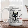 Personalized White Ceramic Mug for Workdays Survival, Funny Cat Cartoon Design, Unique Coworker Gift for Coffee & Tea Lovers