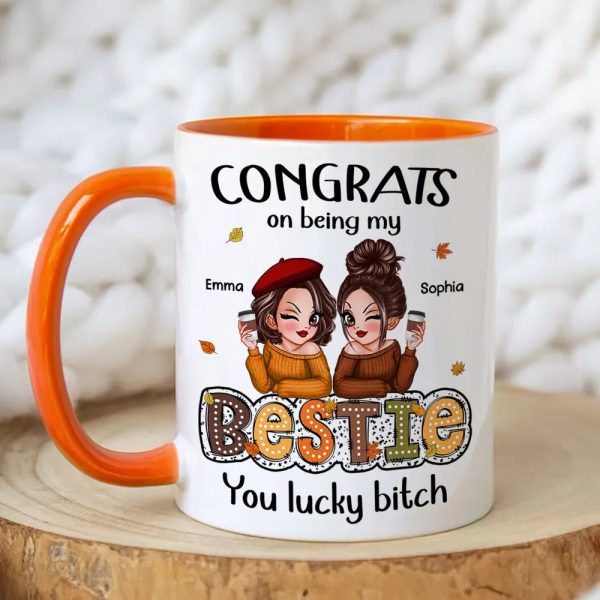 Personalized White Ceramic Mug, Humorous Friendship Design, Ideal Gift for Besties