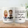Personalized White Ceramic Mug With Cute Couple Cartoon and I love you now and always - Unique Gift for Girlfriend or Wife