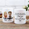 Personalized White Ceramic Mug With Cute Couple Cartoon and I love you now and always - Unique Gift for Girlfriend or Wife