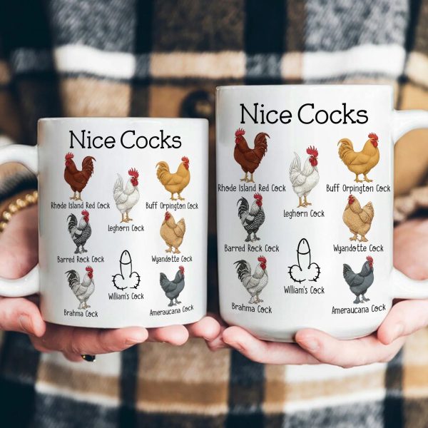 Personalized White Ceramic Mug with Funny Cactus Nice Pricks Design, Unique Gift for Husband or Boyfriend, Fun Naughty Coffee Gift
