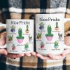 Personalized White Ceramic Mug with Funny Cactus Nice Pricks Design, Unique Gift for Husband or Boyfriend, Fun Naughty Coffee Gift