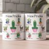 Personalized White Ceramic Mug with Funny Cactus Nice Pricks Design, Unique Gift for Husband or Boyfriend, Fun Naughty Coffee Gift