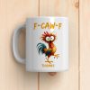 Personalized White Ceramic Mug with Funny Chicken Illustration, Unique Custom Gift for Coworker, Morning Coffee Mood Booster