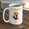 Personalized White Ceramic Mug with Funny Chicken Illustration, Unique Custom Gift for Coworker, Morning Coffee Mood Booster