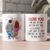 Personalized White Ceramic Mug with Hugging Couple Illustration, Funny Love Quote, Unique Romantic Gift for Partner